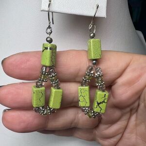 Boho Bead and Wood Painted Earrings